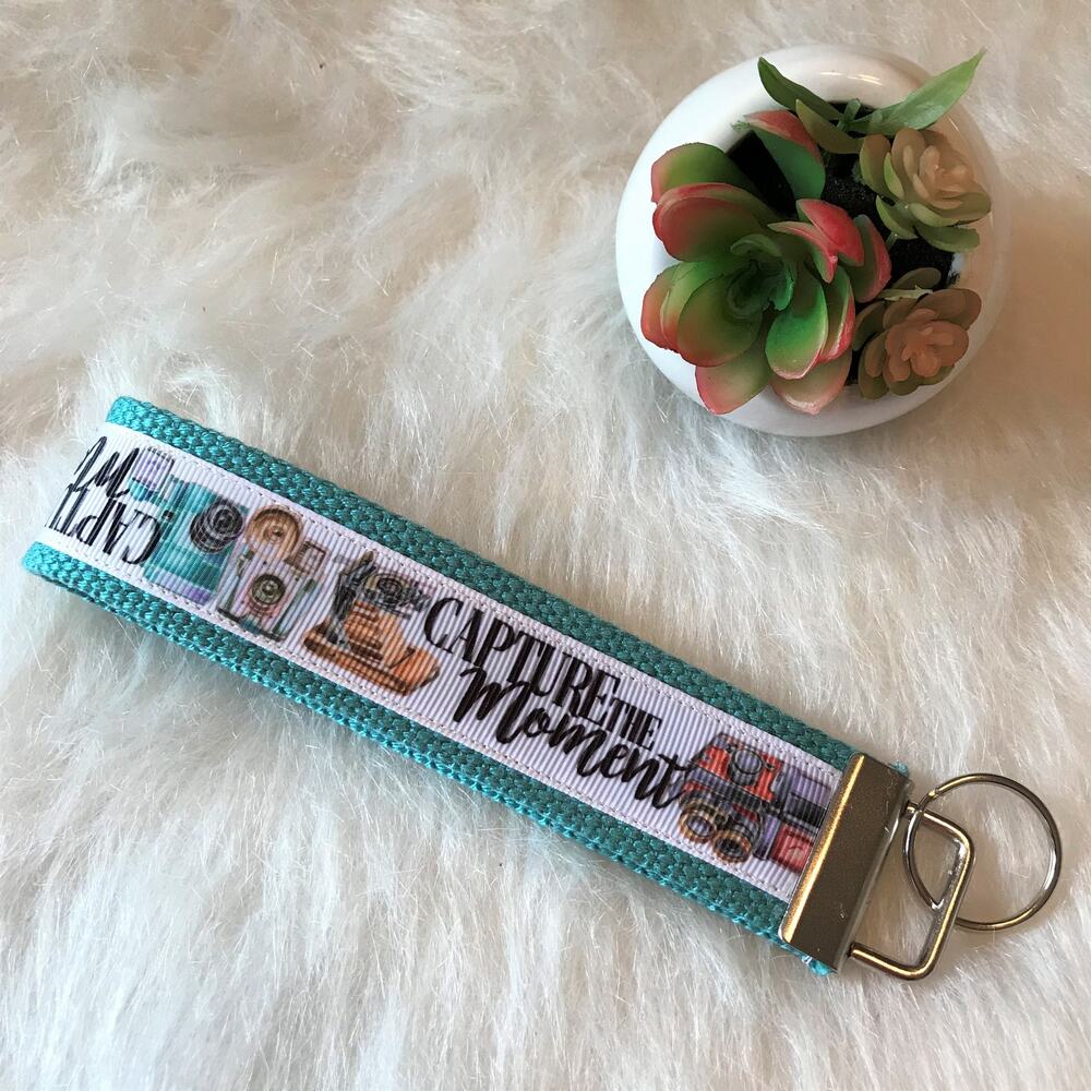 Handmade Wristlet Key Fob Holder Key Chain Photography Capture the Moment